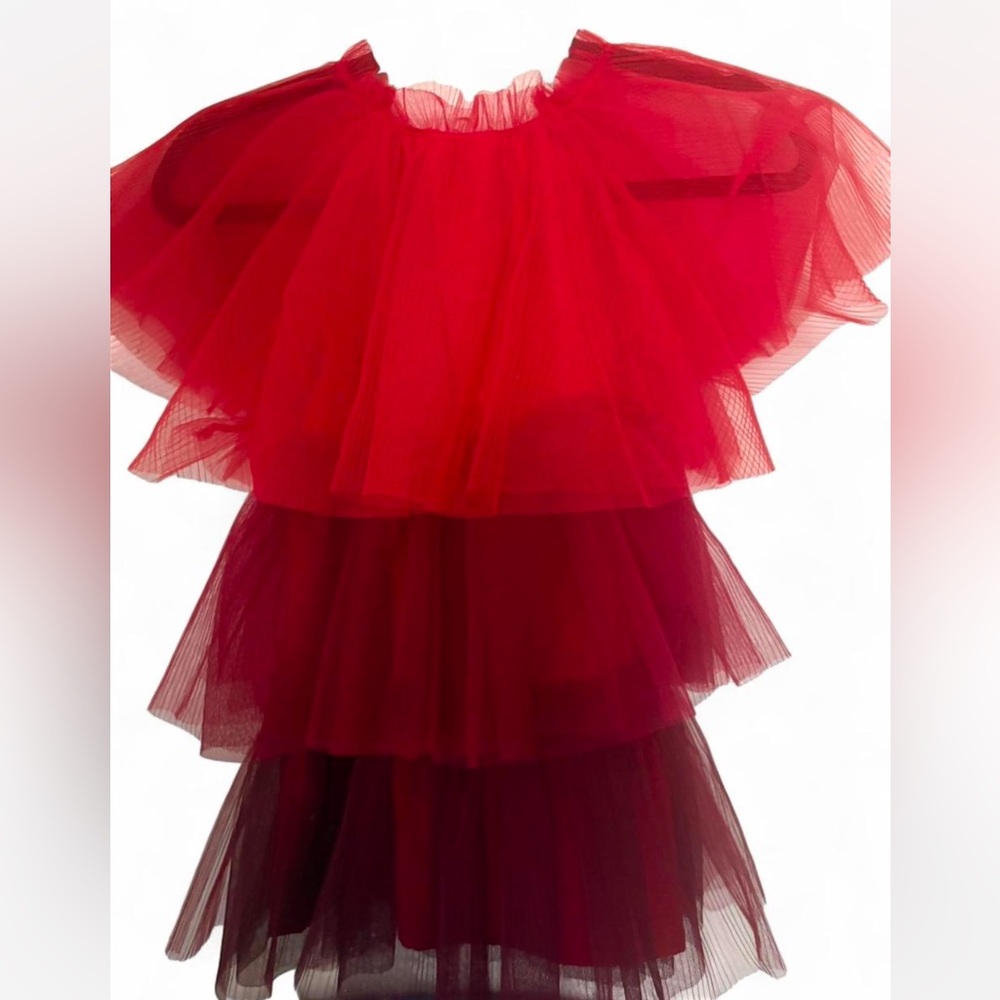 Red ruffled girls dress